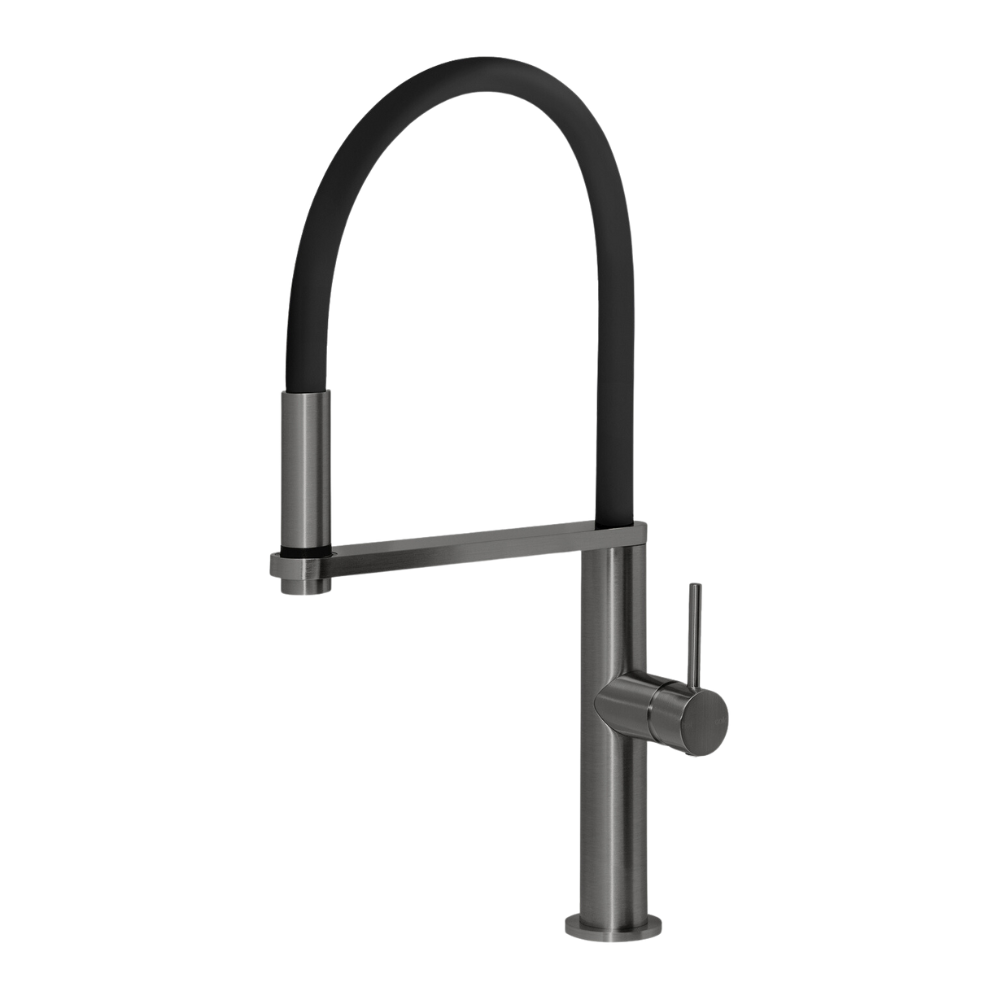 Blix Flexible Hose Brushed Carbon Sink Mixer Round