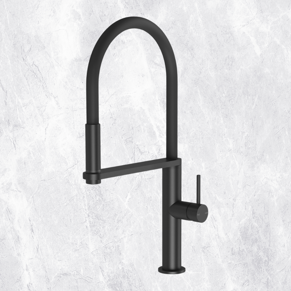 Blix Flexible Hose Matte Black Sink Mixer Round