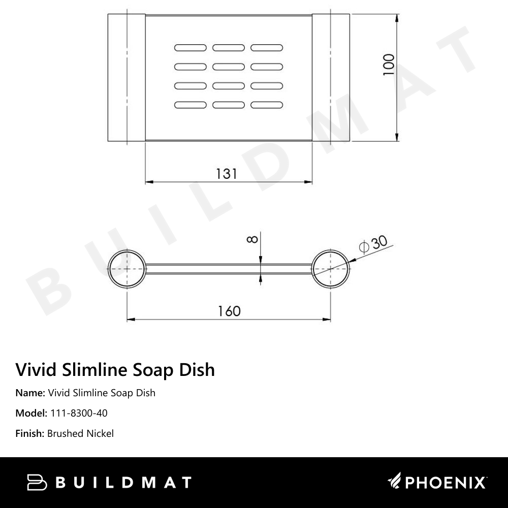 Vivid Slimline Soap Dish Holder Brushed Nickel