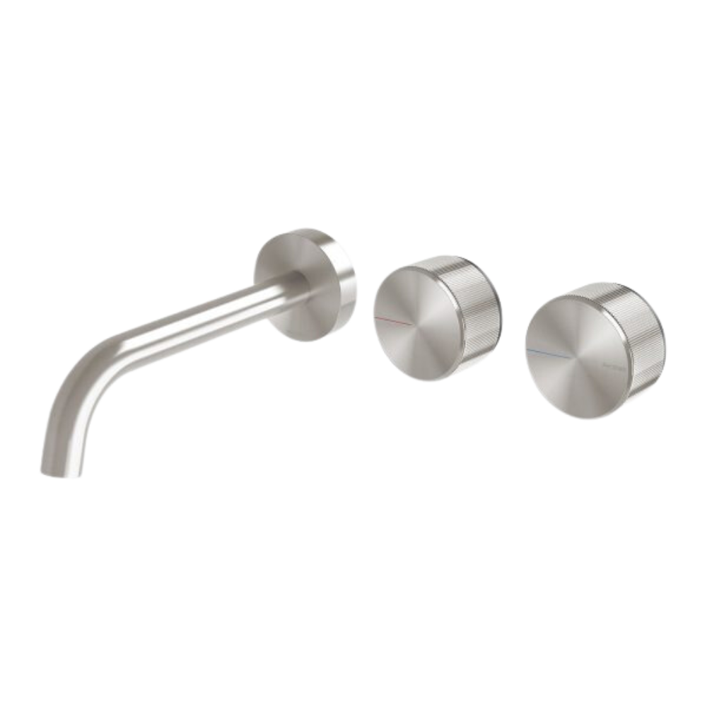 Axia Wall Basin / Bath Curved Outlet Hostess Set 180mm  Brushed Nickel