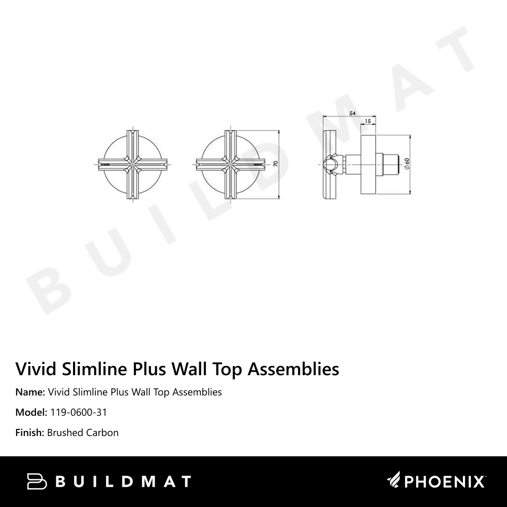 Vivid Slimline Plus Wall Top Assemblies Brushed Carbon