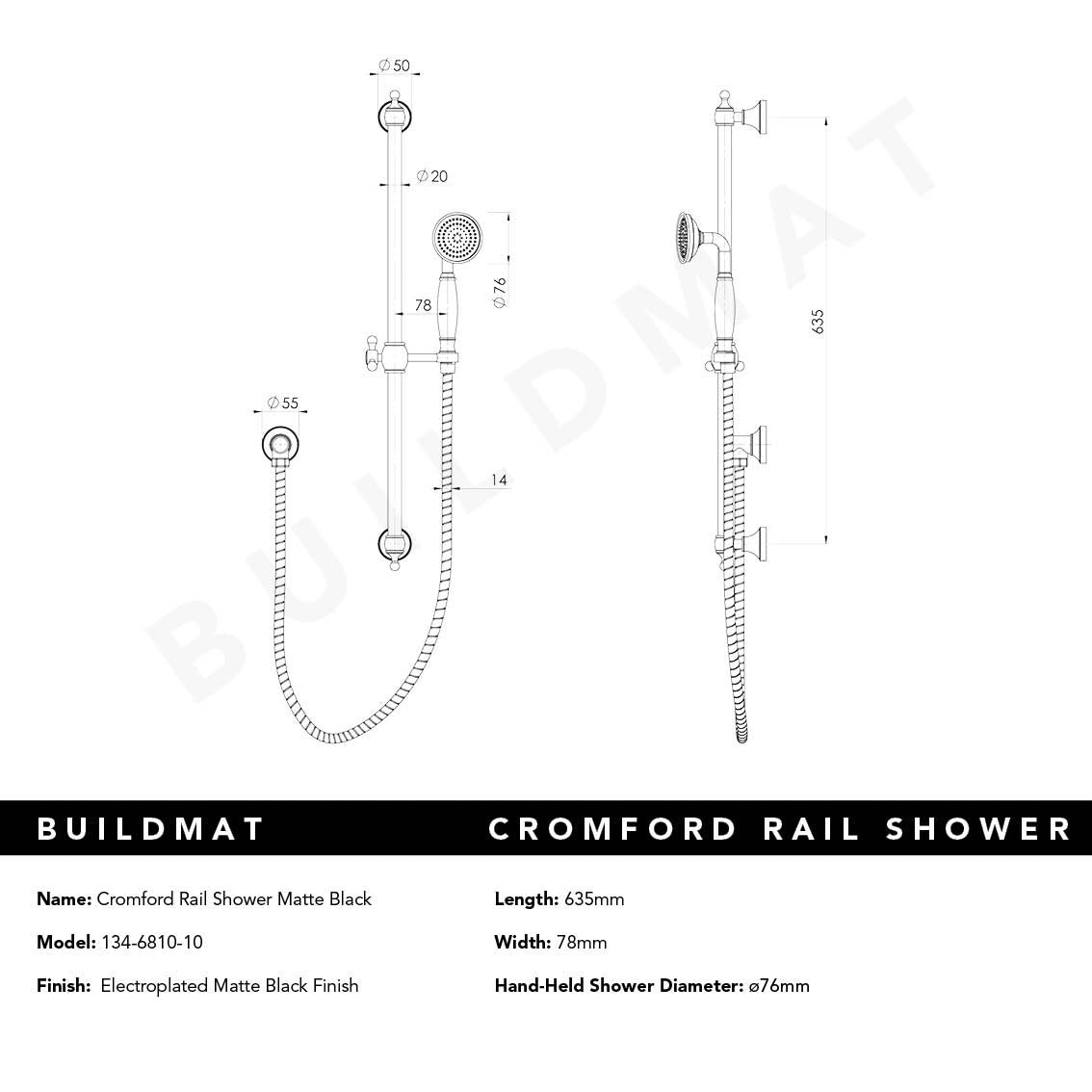 Cromford Hand Shower Matte Black