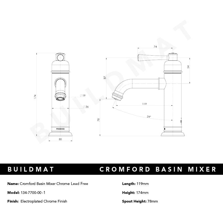 Cromford Basin Mixer Chrome Lead Free