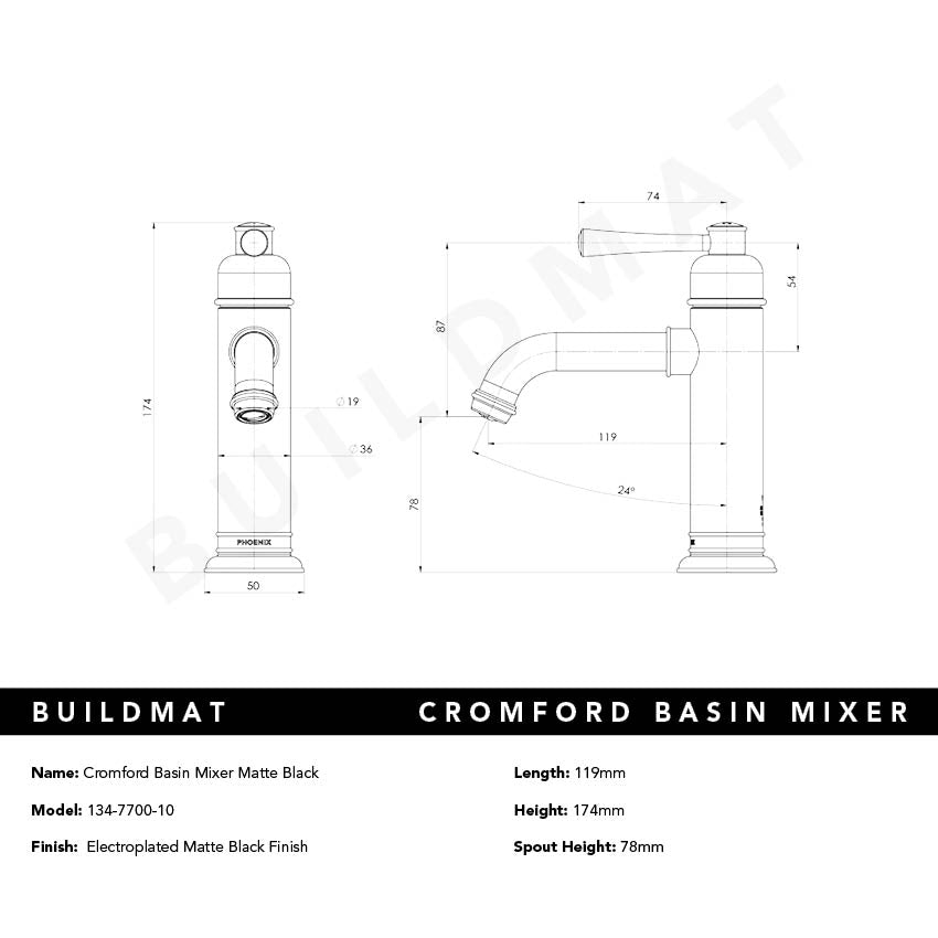 Cromford Basin Mixer Matte Black