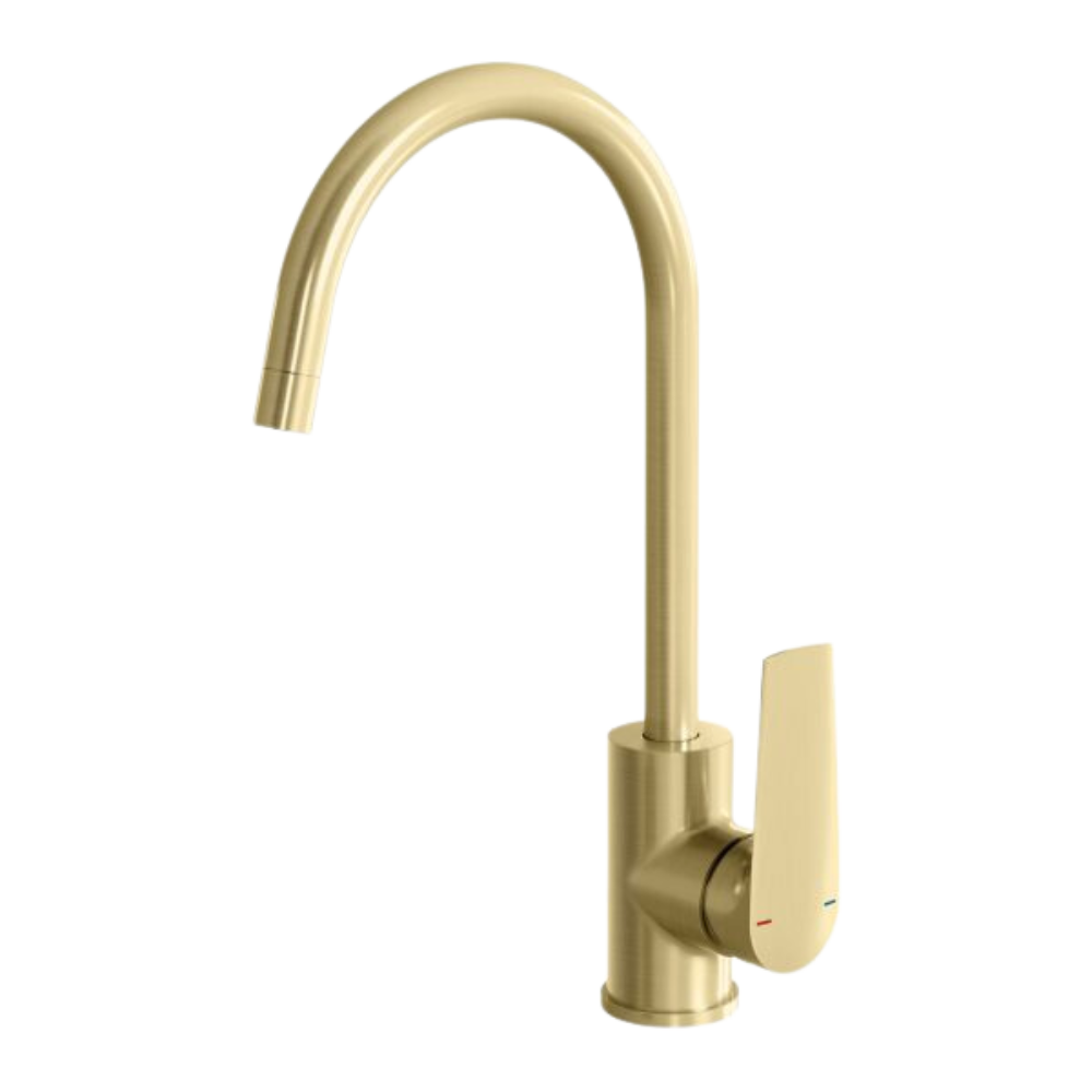 Arlo Sink Mixer 200mm Gooseneck Brushed Gold