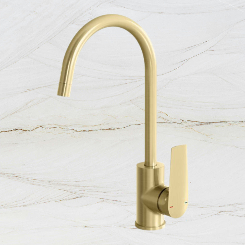 Arlo Sink Mixer 200mm Gooseneck Brushed Gold