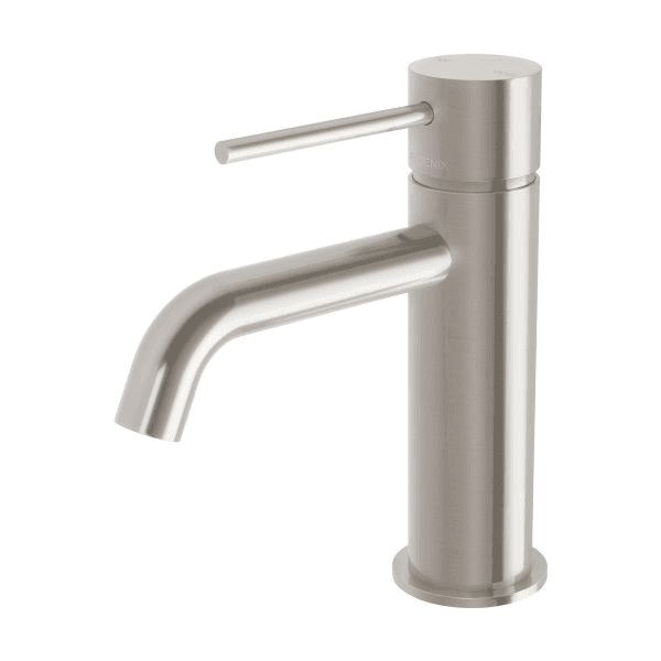 Vivid Slimline Basin Mixer Curved Outlet  Brushed Nickel