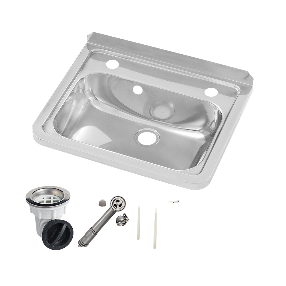 Wall Mounted Hand Basin 2 Tap Hole with Overflow Kit