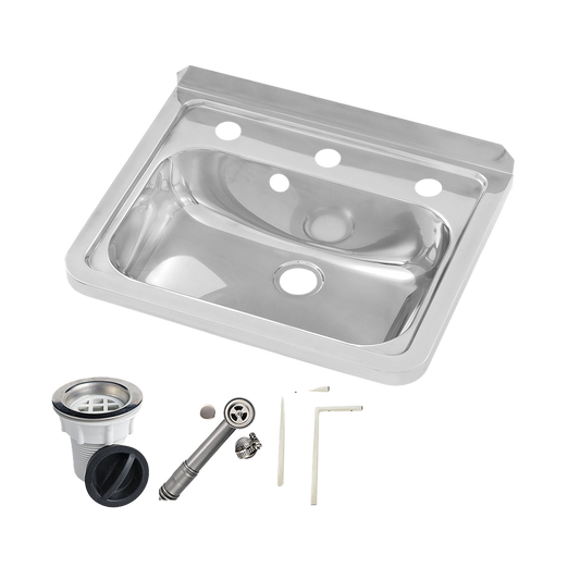 Wall Mounted Hand Basin 3 Tap Hole with Overflow Kit