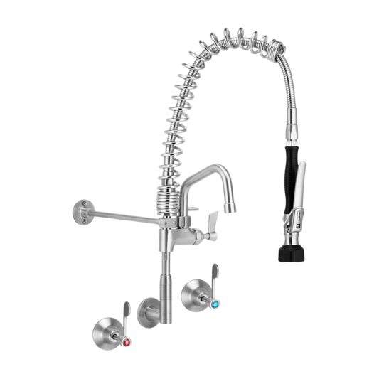 Compact Stainless Steel Wall Stops And Elbow Pre Rinse Unit With 6-inch Pot Filler