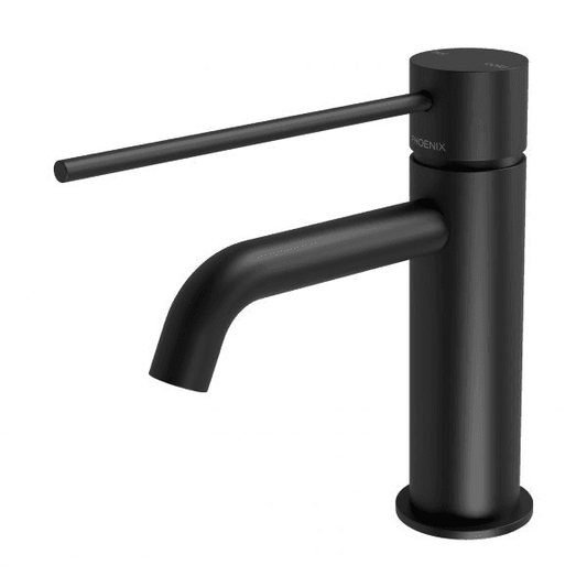 Vivid Slimline Basin Mixer Curved Outlet with Extended Lever  Matte Black