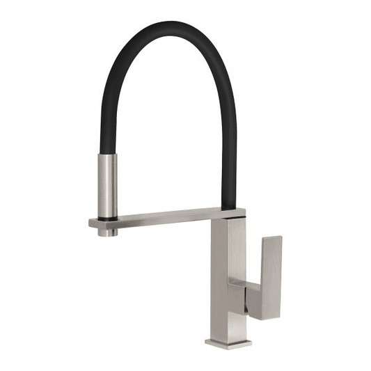 Vezz Flexible Hose Sink Mixer Square 210mm Lead Free Brushed Nickel