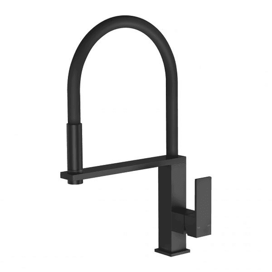 Vezz Flexible Hose Sink Mixer Square 210mm Matte Black