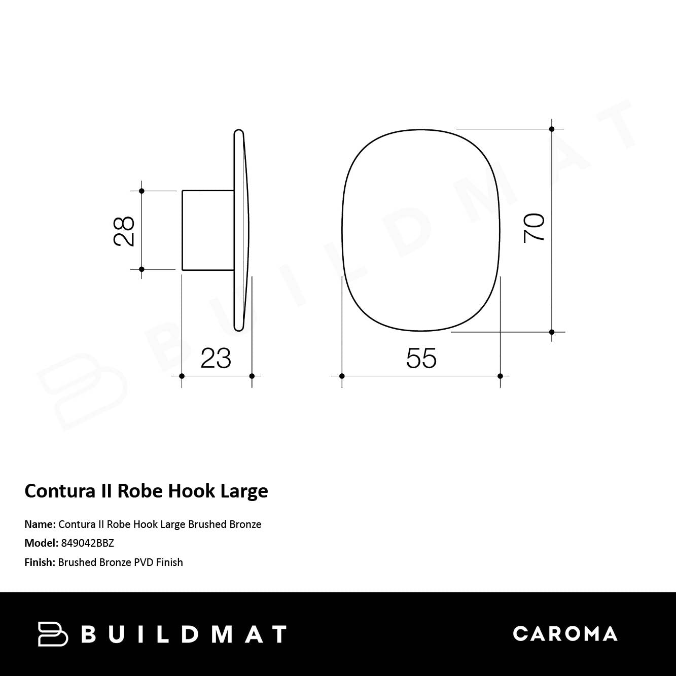 Contura II Robe Hook Large Brushed Bronze