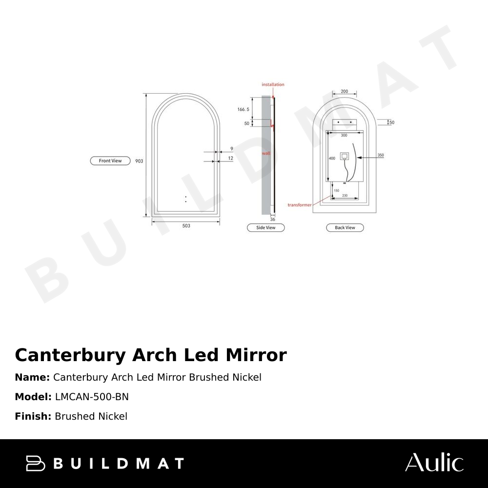 Canterbury Arch LED Mirror Brushed Nickel