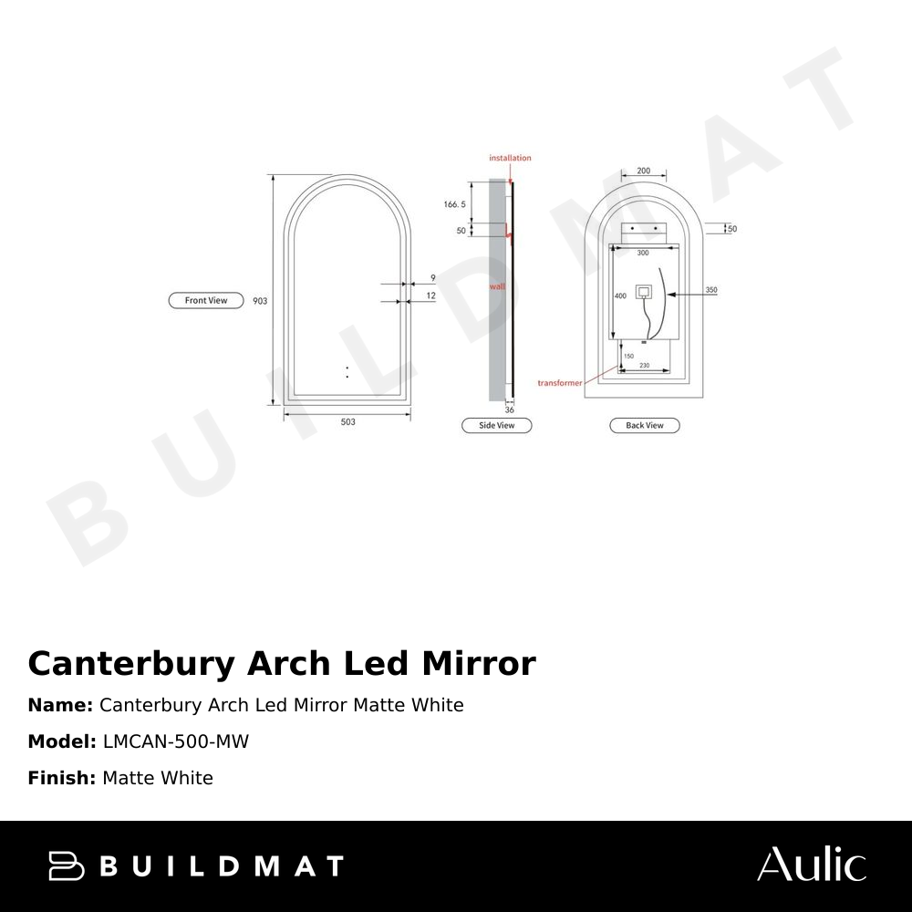 Canterbury Arch LED Mirror Matte White