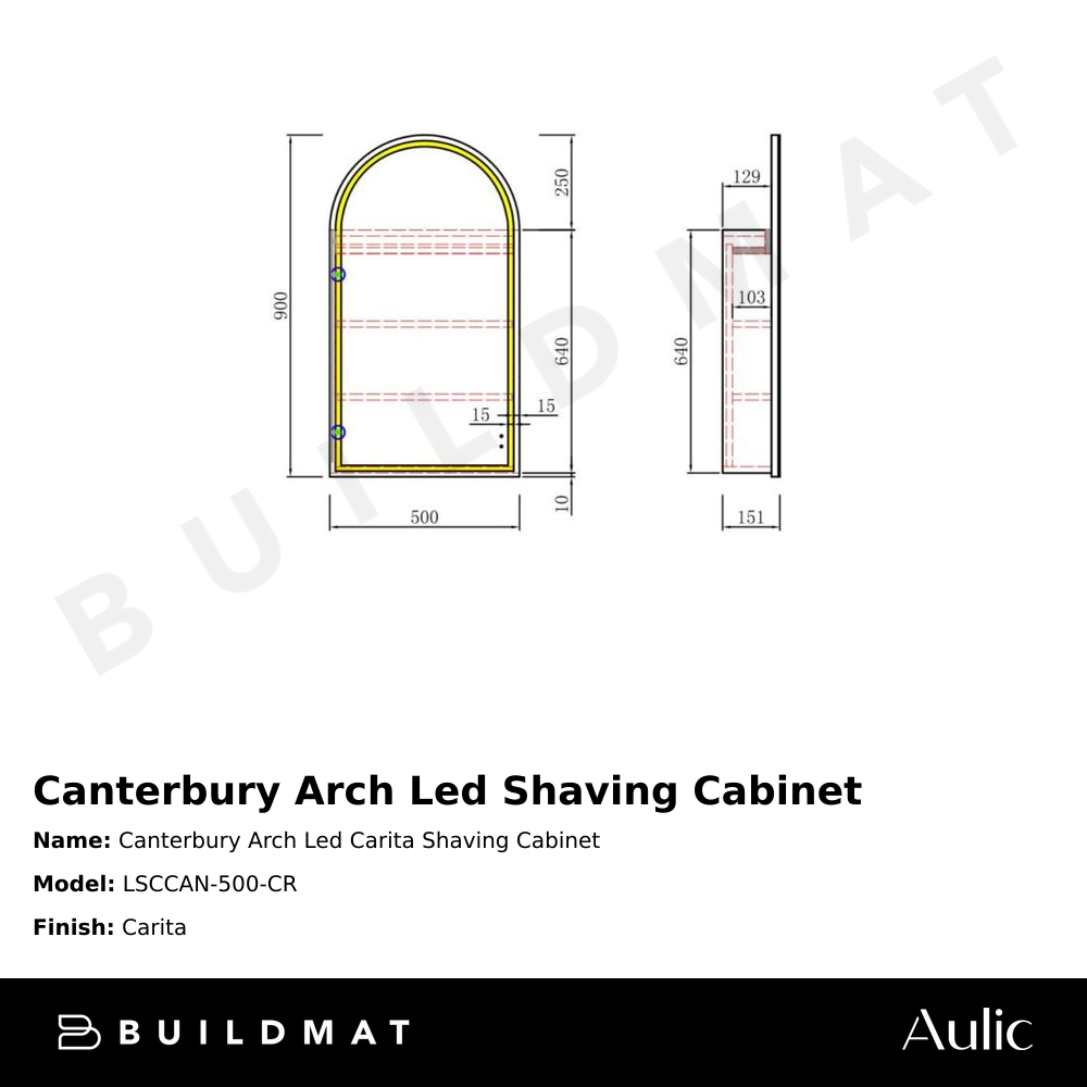 Canterbury Arch LED Carita Shaving Cabinet