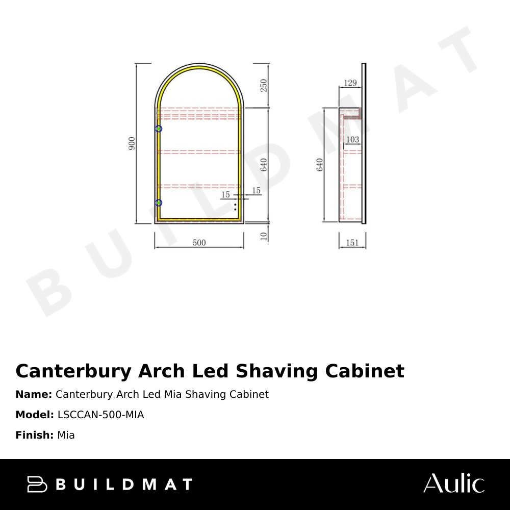 Canterbury Arch LED Mia Shaving Cabinet