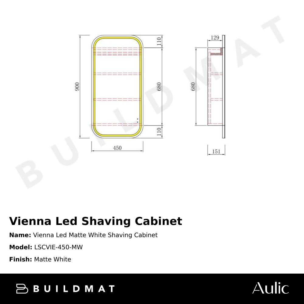 Vienna LED Matte White Shaving Cabinet