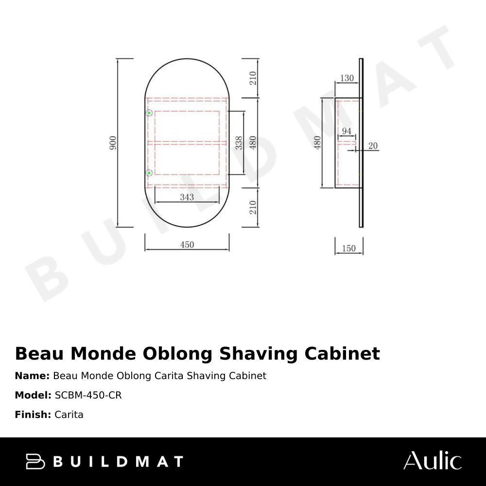 Beau Monde Oblong Carita Shaving Cabinet