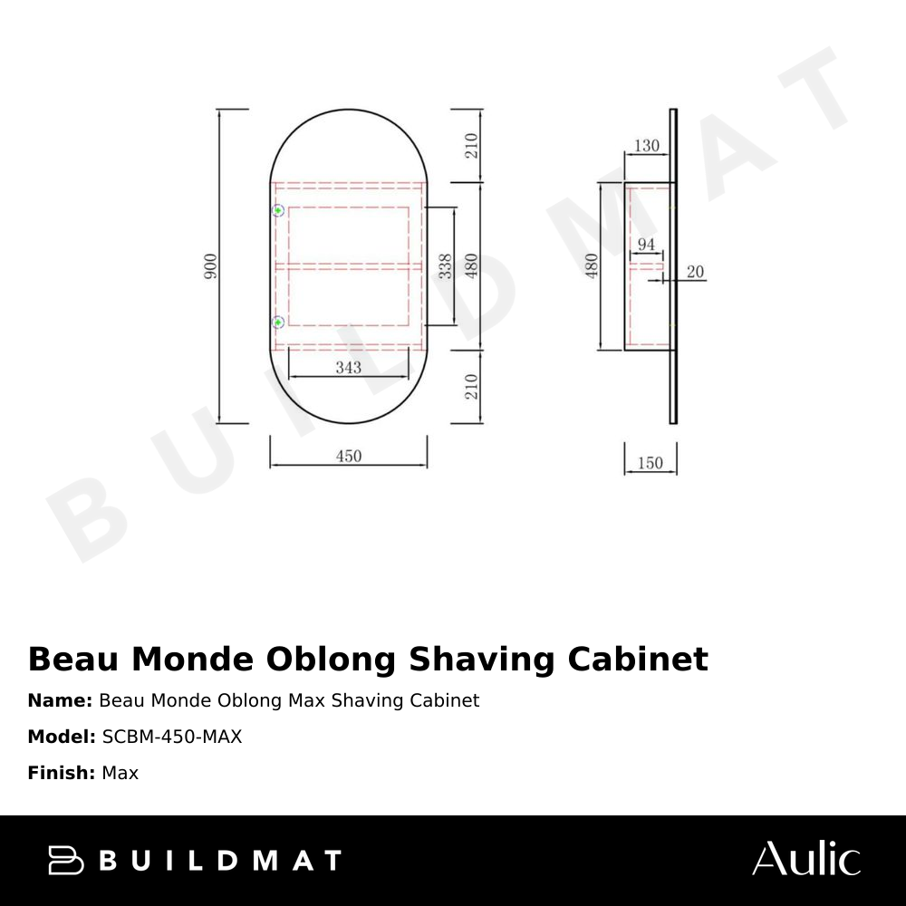 Beau Monde Oblong Max Shaving Cabinet