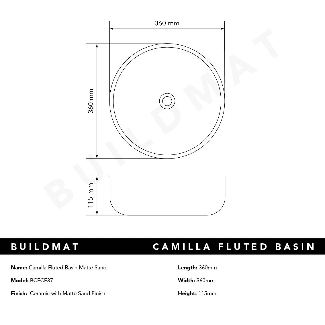 Camilla Fluted Matte Ecru Sand Basin