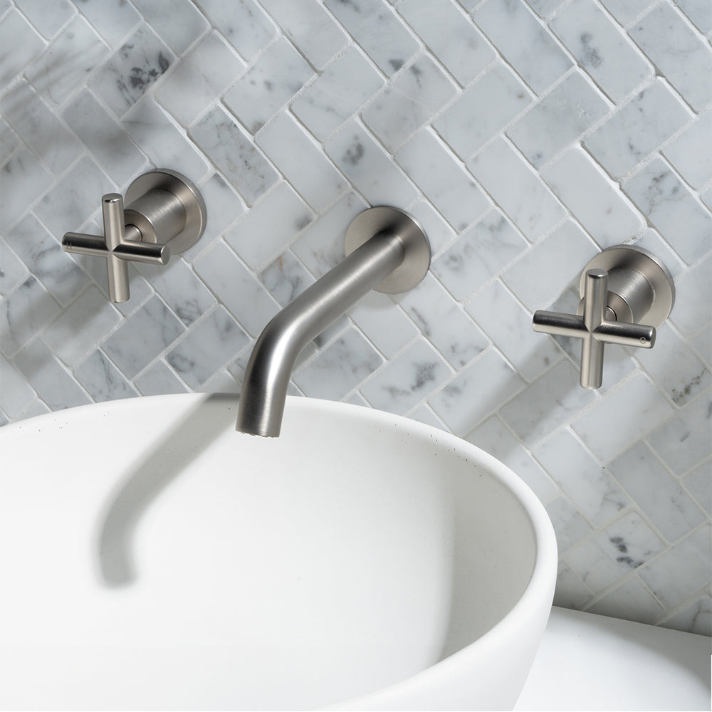 Cora Brushed Nickel Cross Tap Handles