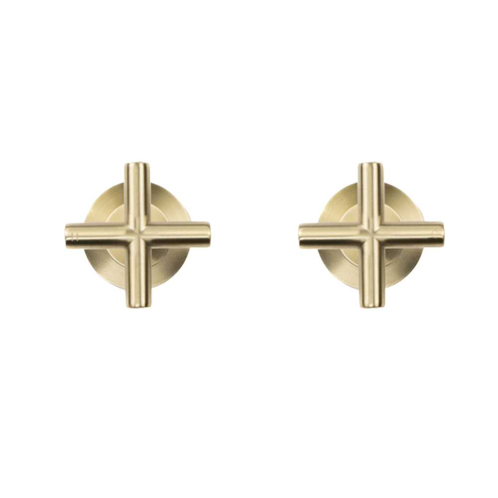 Cora Brushed Brass Gold Cross Tap Handles