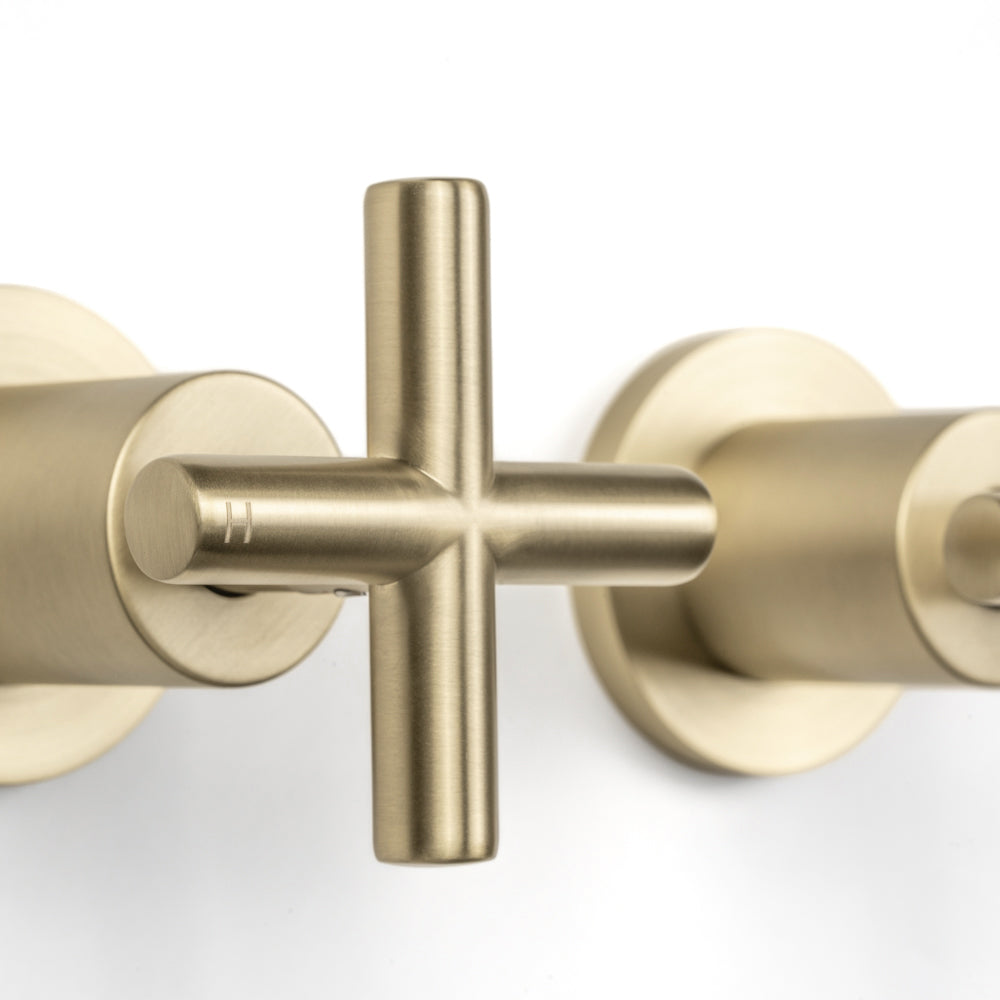 Cora Brushed Brass Gold Cross Tap Handles