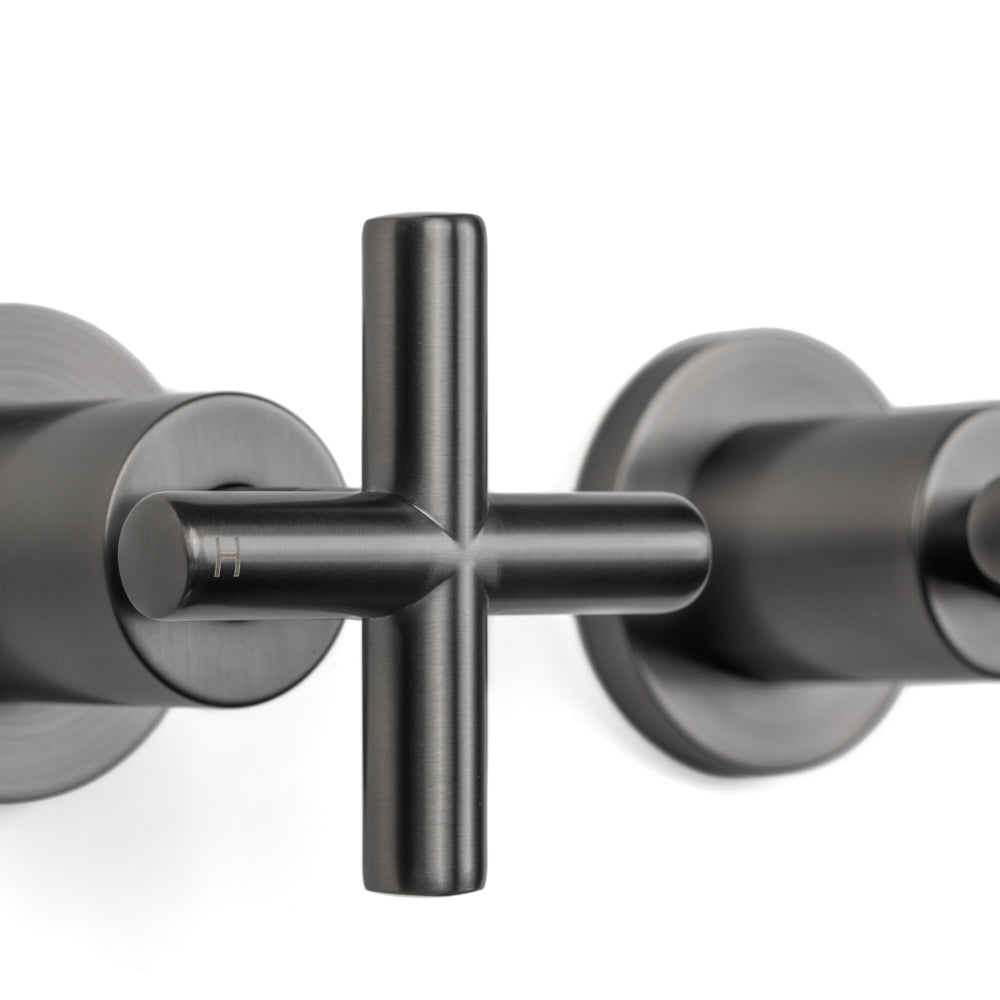 Cora Brushed Gunmetal Cross Tap Handles