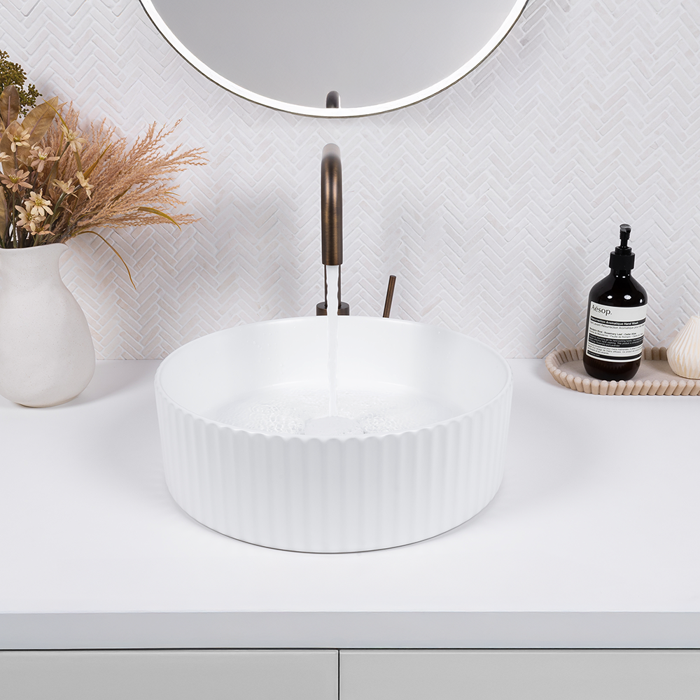 Camilla Fluted Matte White Basin