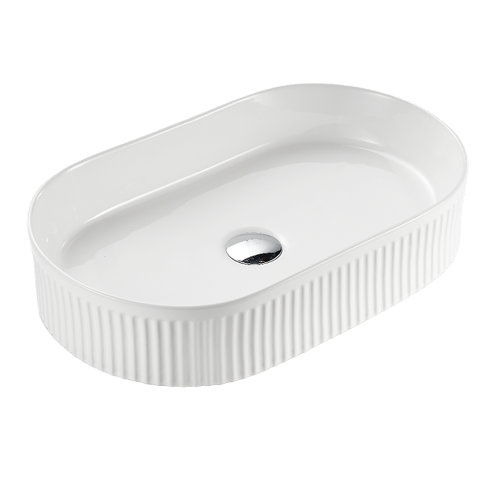 Carrie Gloss White Fluted Ultra Slim Pill Basin