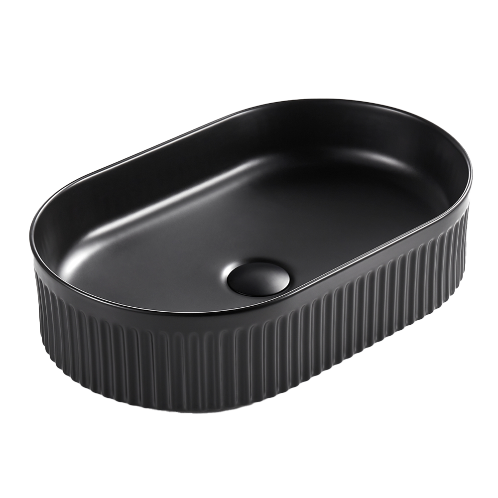 Carrie Matte Black Fluted Ultra Slim Pill Basin