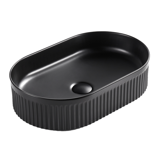 Carrie Matte Black Fluted Ultra Slim Pill Basin