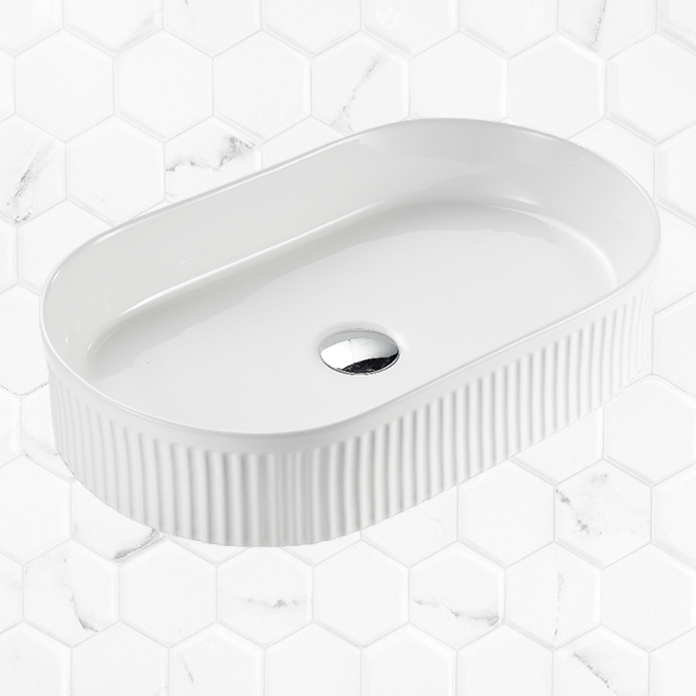 Carrie Matte White Fluted Ultra Slim Pill Basin