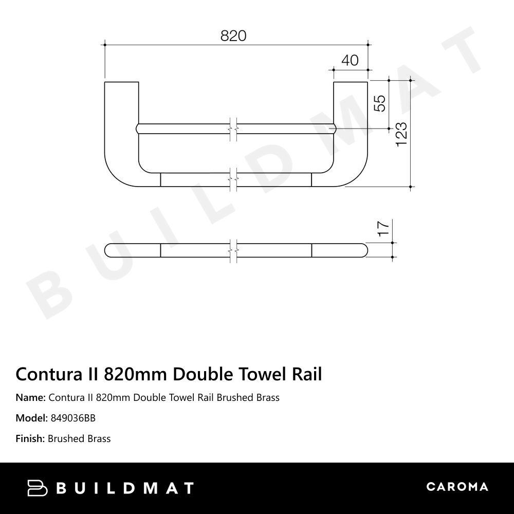 Contura II 820mm Double Towel Rail Brushed Brass