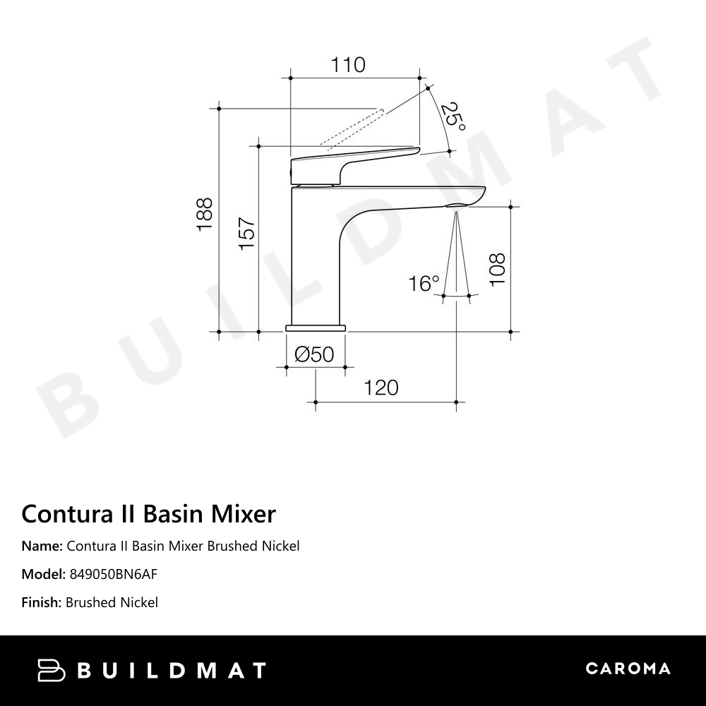 Contura II Basin Mixer Brushed Nickel