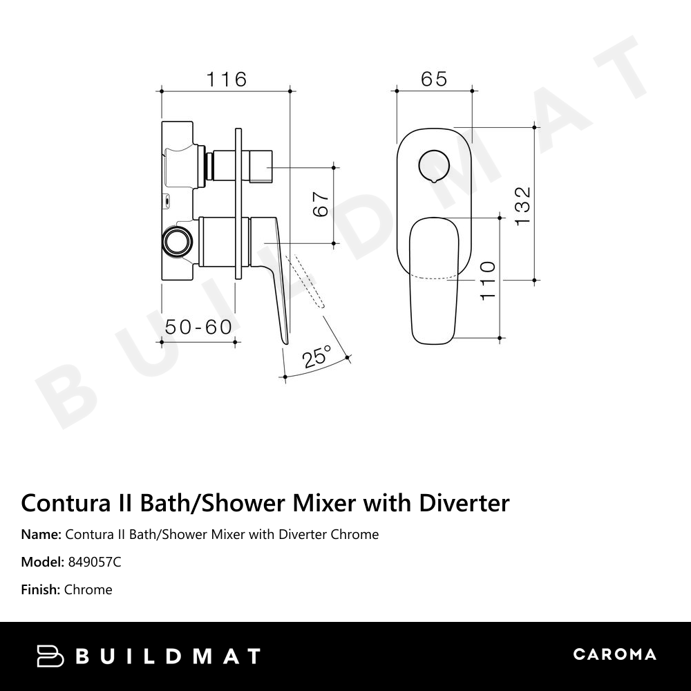 Contura II Bath/Shower Mixer with Diverter Chrome