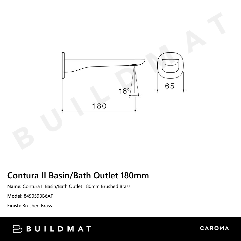 Contura II Basin/Bath Outlet 180mm Brushed Brass