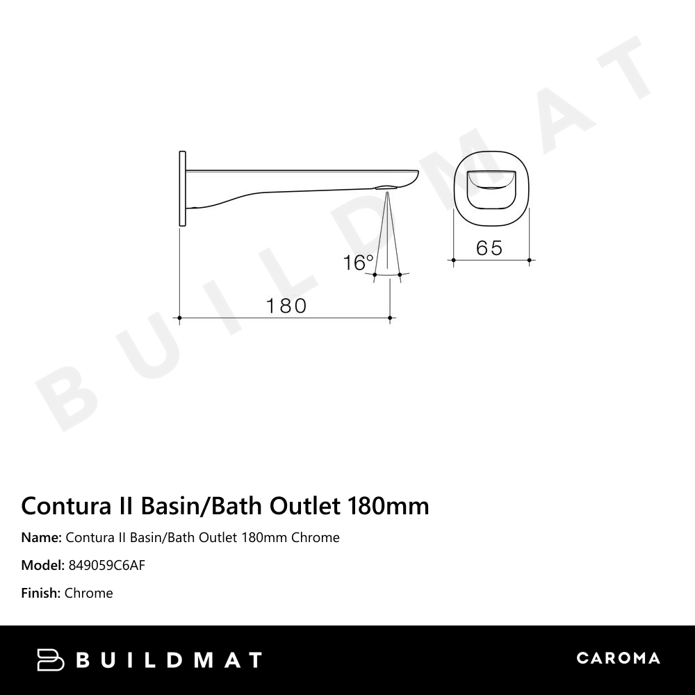 Contura II Basin/Bath Outlet 180mm Chrome