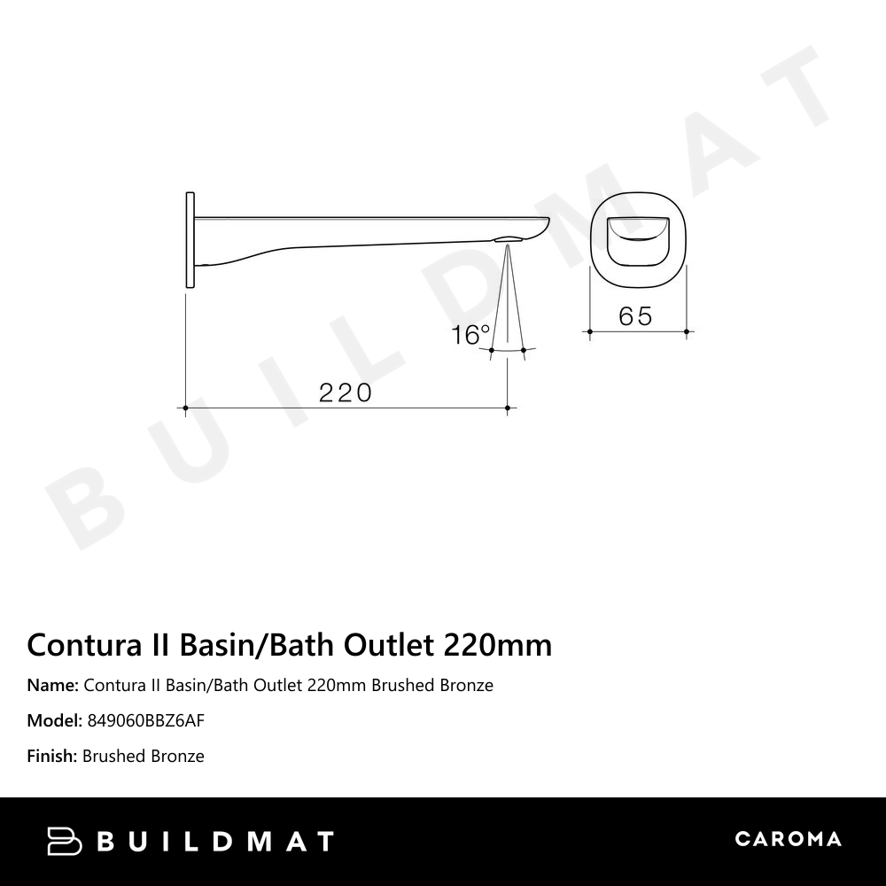 Contura II Basin/Bath Outlet 220mm Brushed Bronze