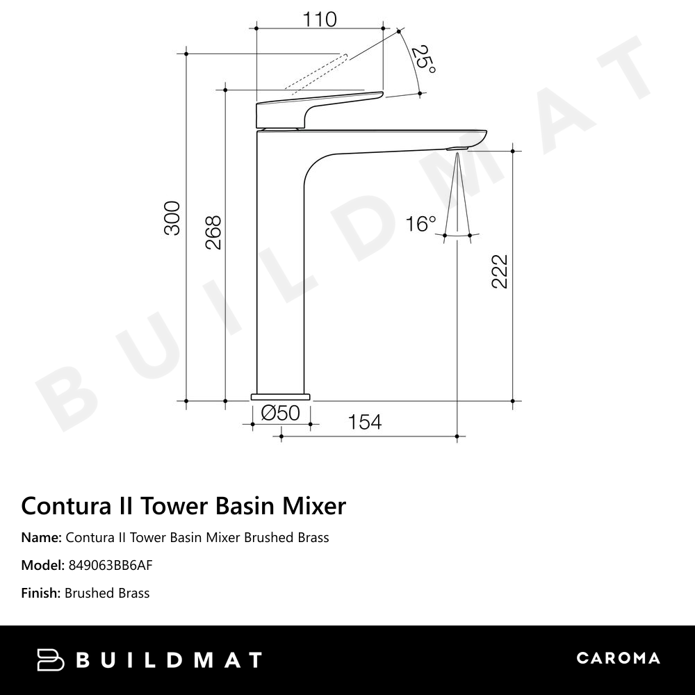 Contura II Tower Basin Mixer Brushed Brass