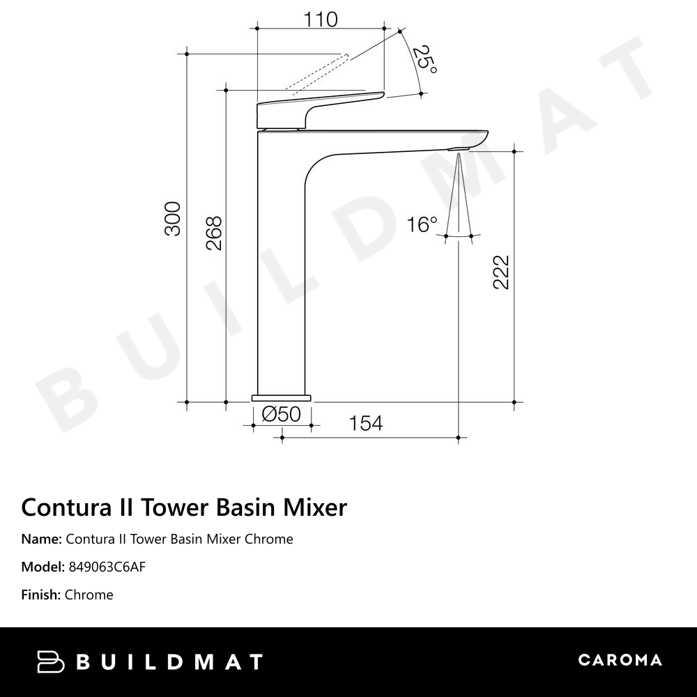 Contura II Tower Basin Mixer Chrome