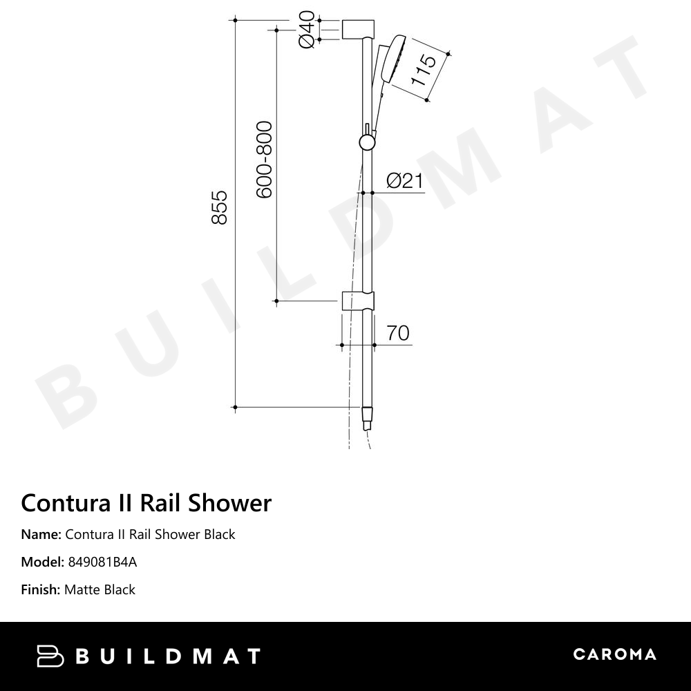 Contura II Rail Shower Black