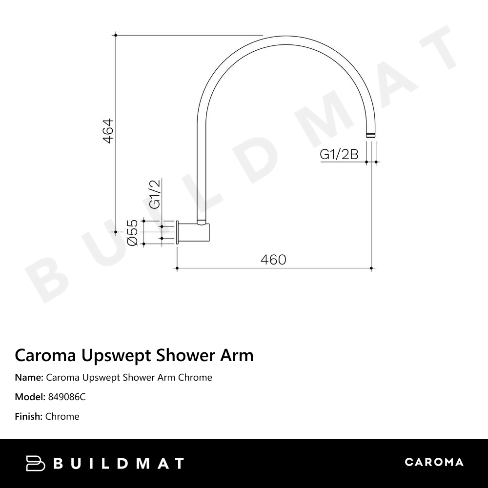 Caroma Upswept Shower Arm Chrome