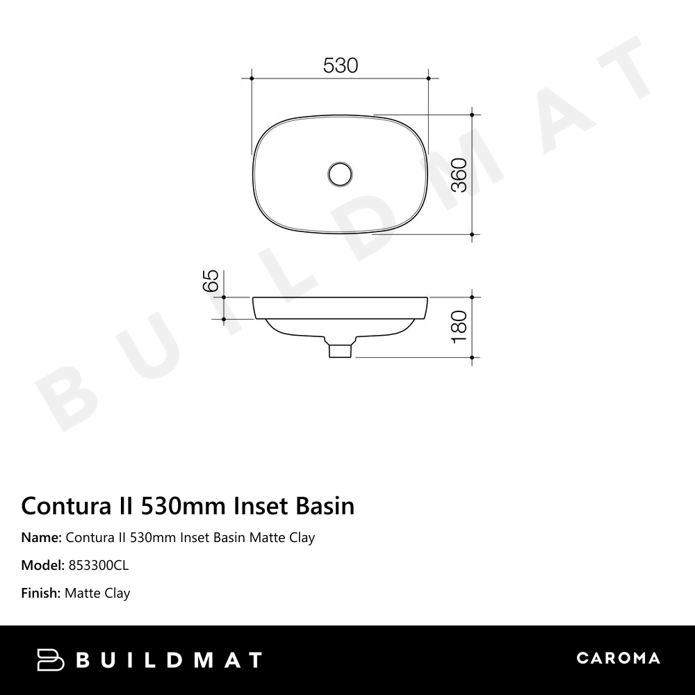 Contura II 530mm Inset Basin Matte Clay