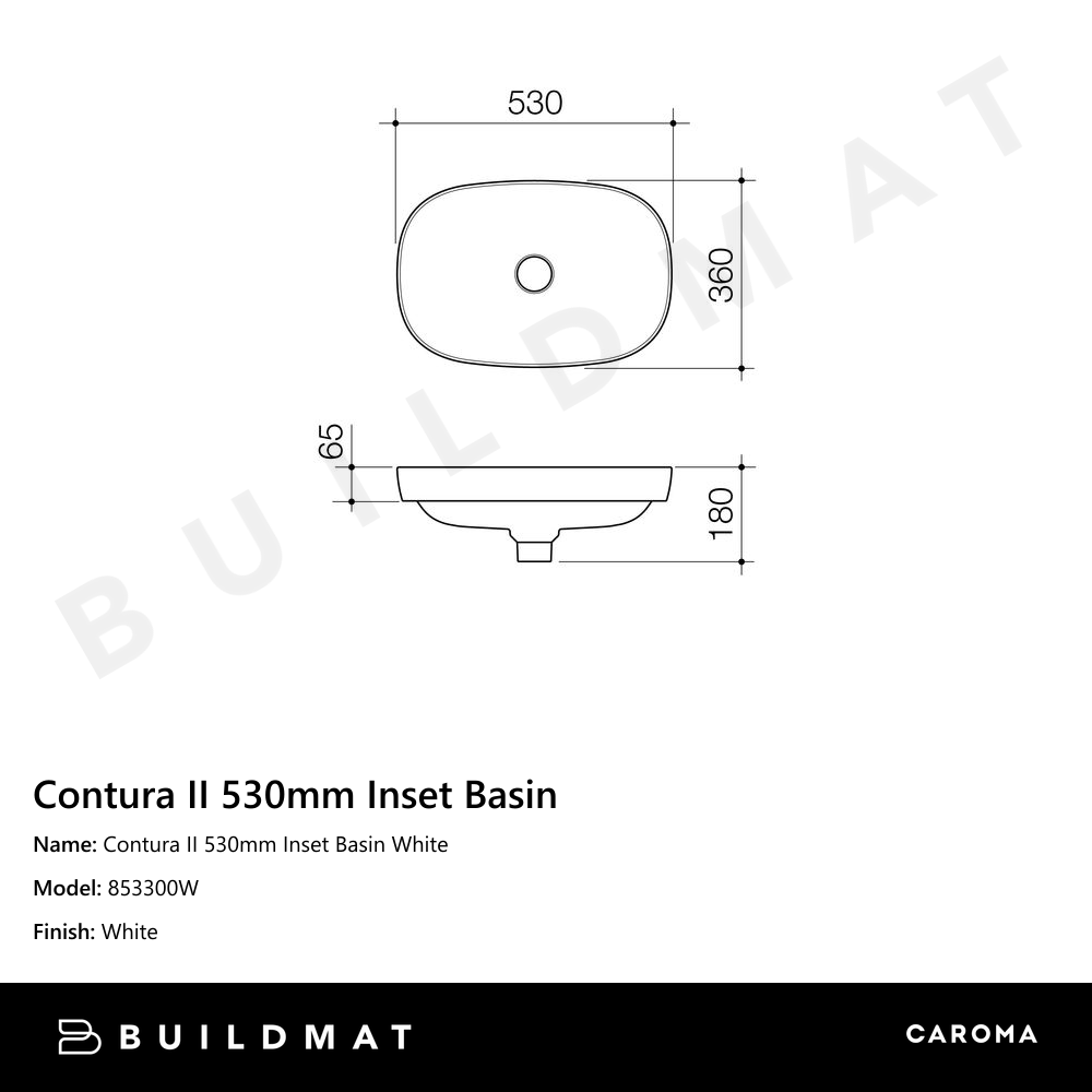 Contura II 530mm Inset Basin White