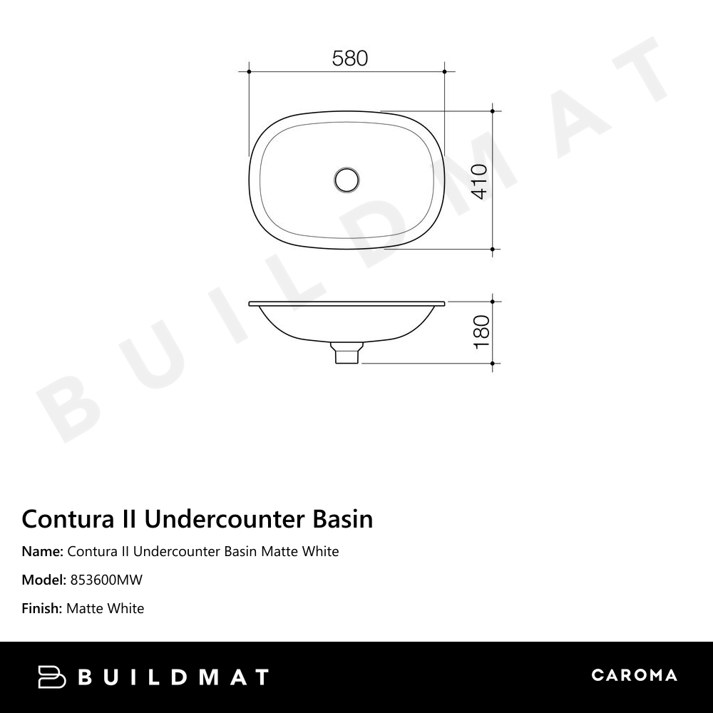 Contura II Undercounter Basin Matte White