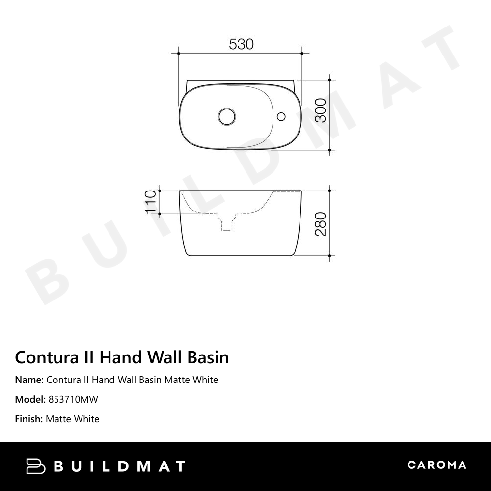 Contura II Hand Wall Basin Matte White