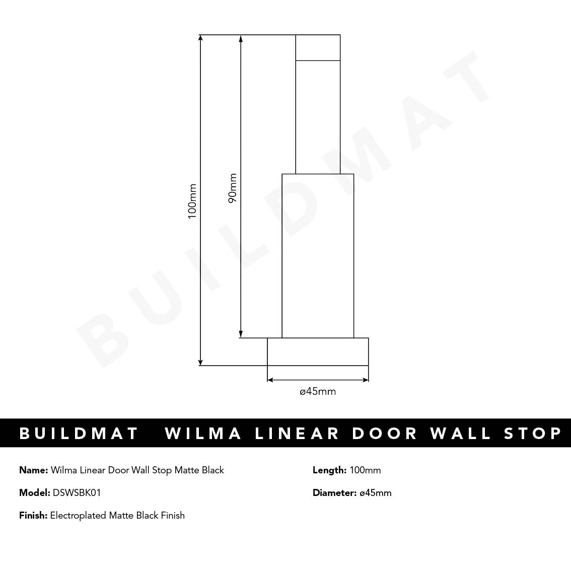 Wilma Linear Door Wall Stop Matte Black